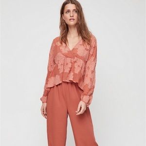 Wilfred Cabana Augustine Long Sleeve Peplum Floral Empire Waist Blouse S